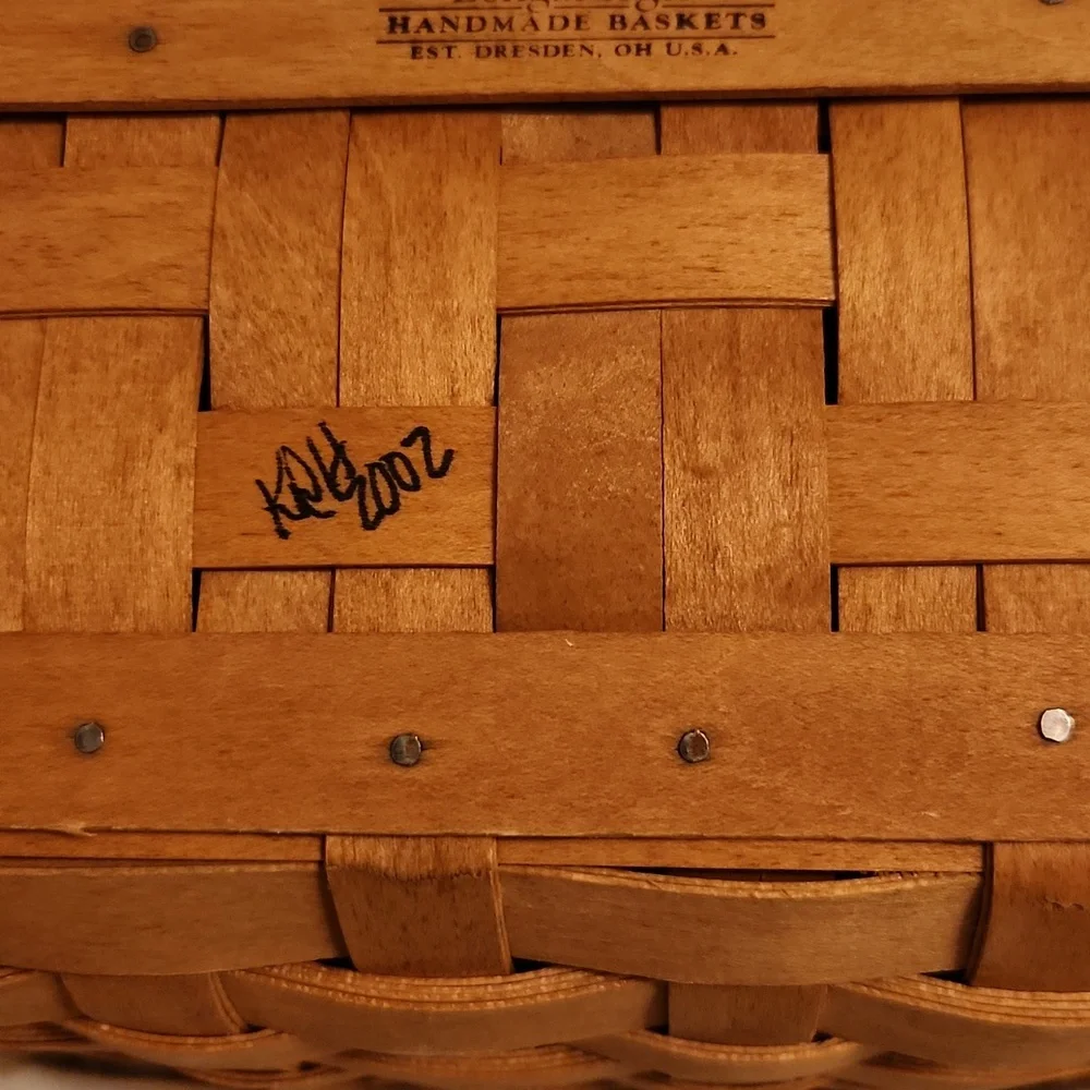 Longaberger Woven Basket Handbag with Tan and Brown Accents - Picture 3 of 5